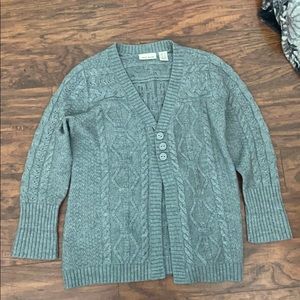 gray cardigan